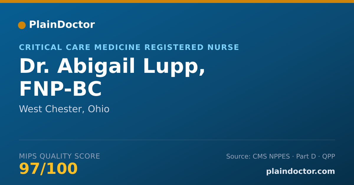 Shareable card for Abigail Lupp, FNP-BC - Critical Care Medicine Registered Nurse, West Chester, OH
