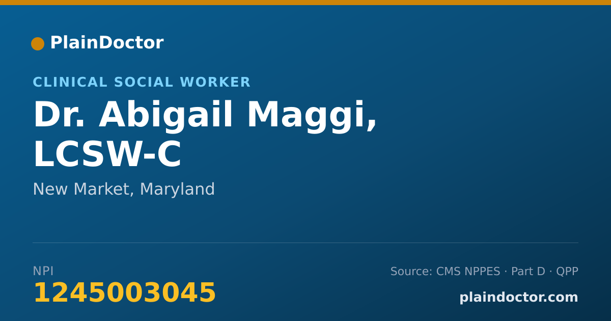 Shareable card for Abigail Maggi, LCSW-C - Clinical Social Worker, New Market, MD