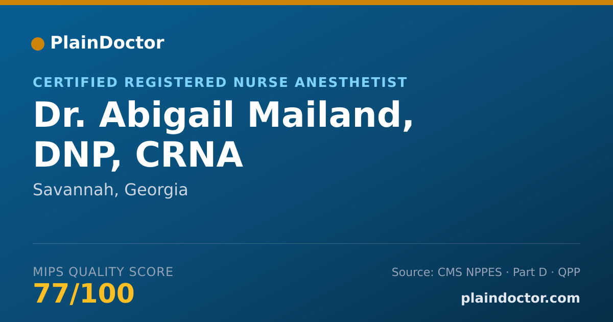 Shareable card for Abigail Mailand, DNP, CRNA - Certified Registered Nurse Anesthetist, Savannah, GA