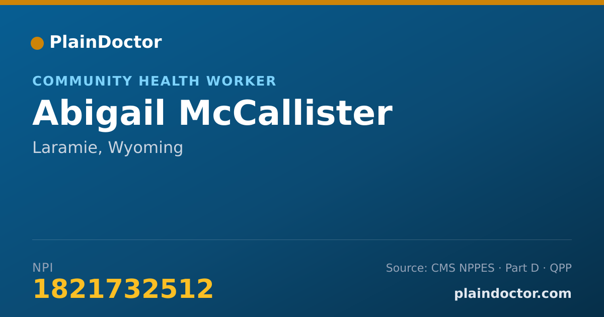 Shareable card for Abigail McCallister - Community Health Worker, Laramie, WY
