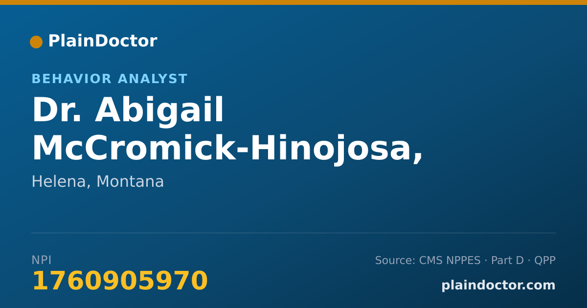 Shareable card for Abigail McCromick-Hinojosa, M.ED, BCABA - Behavior Analyst, Helena, MT