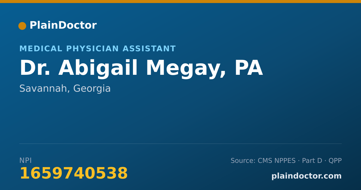 Shareable card for Abigail Megay, PA - Medical Physician Assistant, Savannah, GA