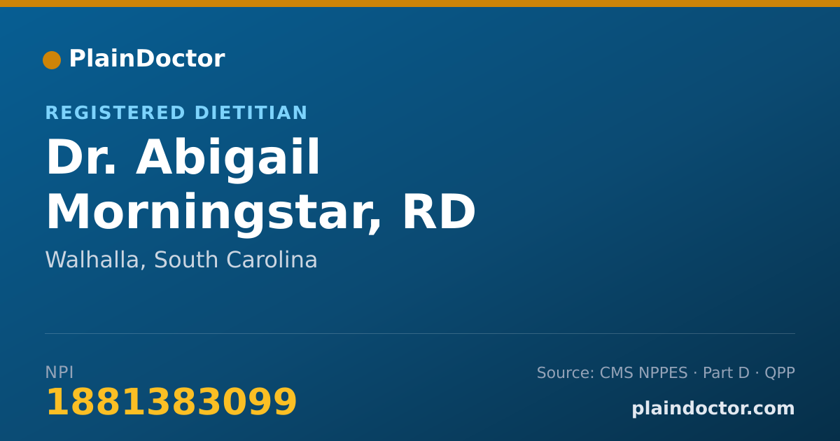 Shareable card for Abigail Morningstar, RD - Registered Dietitian, Walhalla, SC