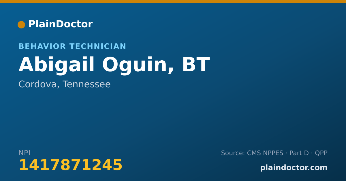 Shareable card for Abigail Oguin, BT - Behavior Technician, Cordova, TN