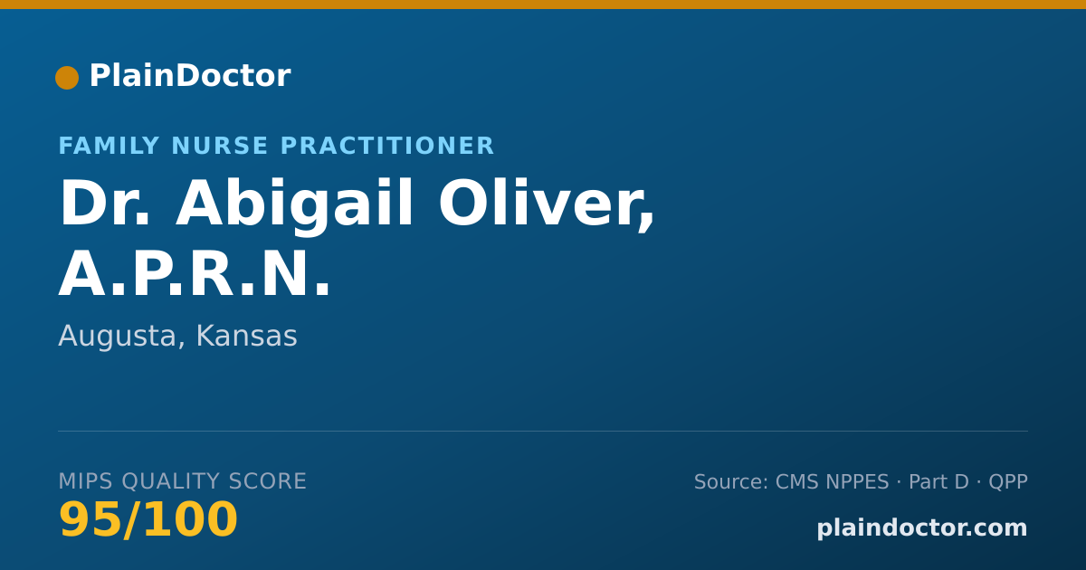 Shareable card for Abigail Oliver, A.P.R.N. - Family Nurse Practitioner, Augusta, KS