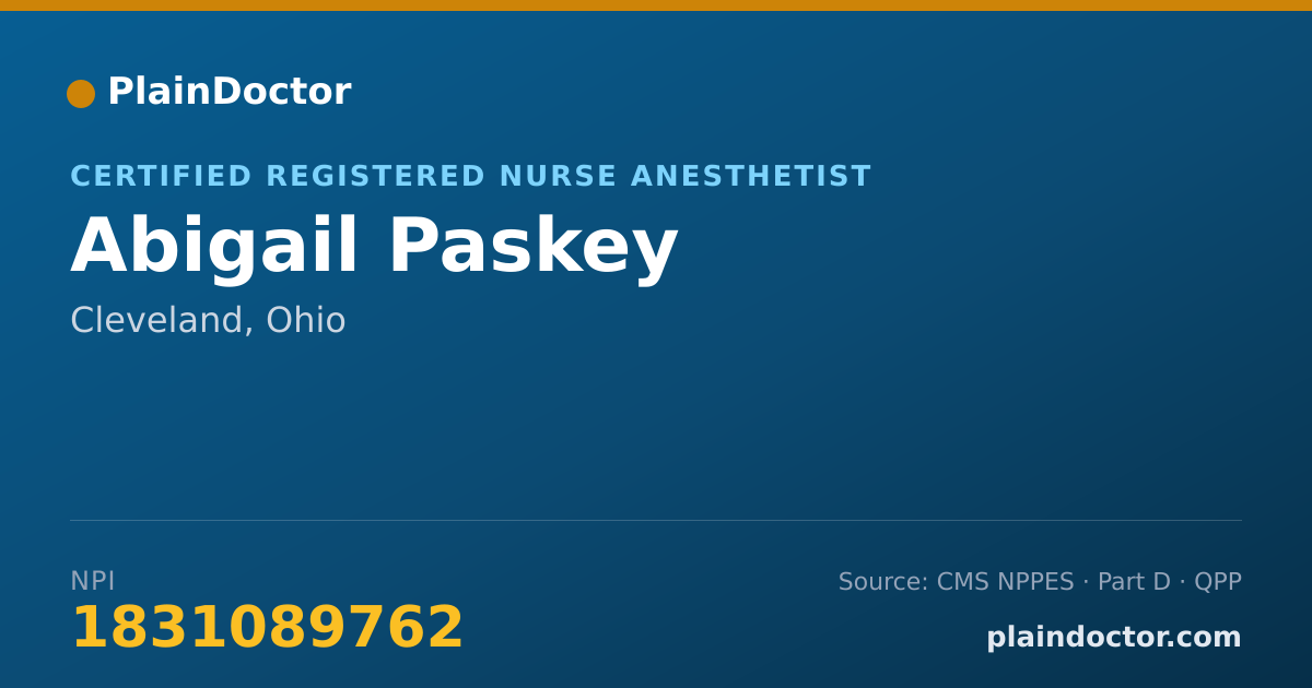 Shareable card for Abigail Paskey - Certified Registered Nurse Anesthetist, Cleveland, OH