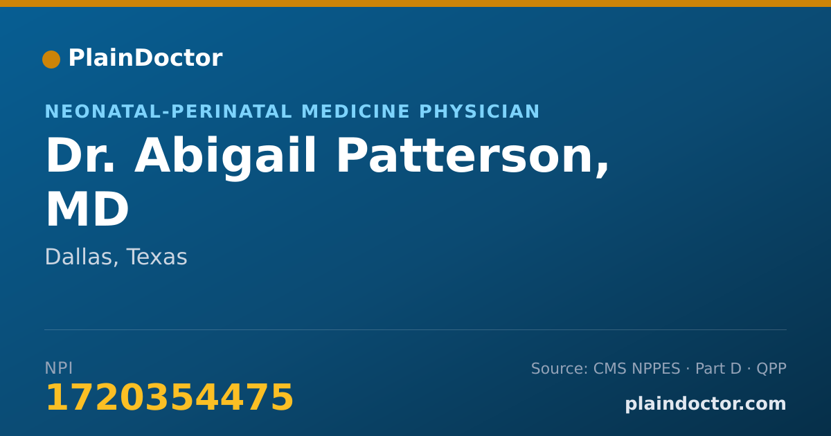 Shareable card for Abigail Patterson, MD - Neonatal-Perinatal Medicine Physician, Dallas, TX