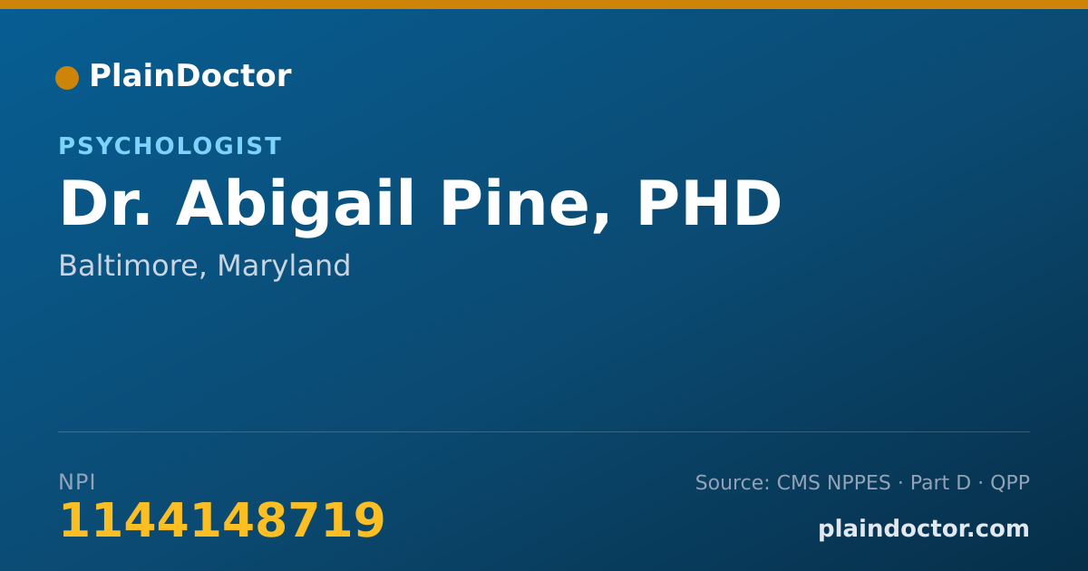 Shareable card for Abigail Pine, PHD - Psychologist, Baltimore, MD