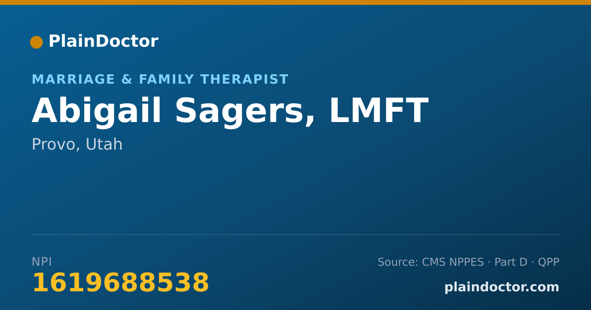 Shareable card for Abigail Sagers, LMFT - Marriage & Family Therapist, Provo, UT