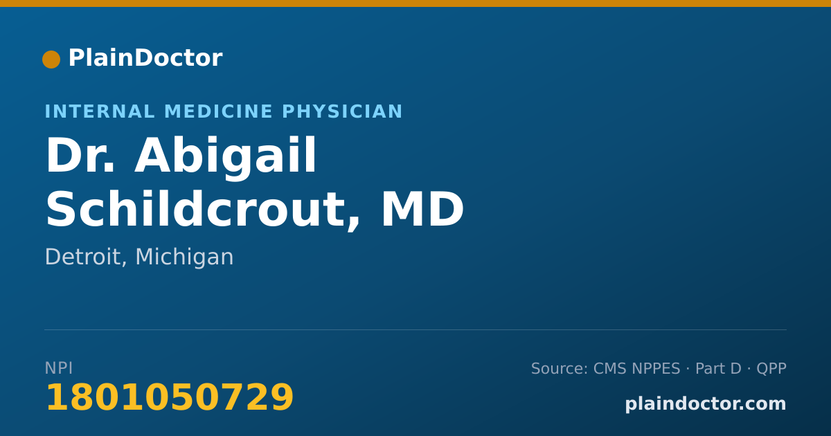 Shareable card for Abigail Schildcrout, MD - Internal Medicine Physician, Detroit, MI