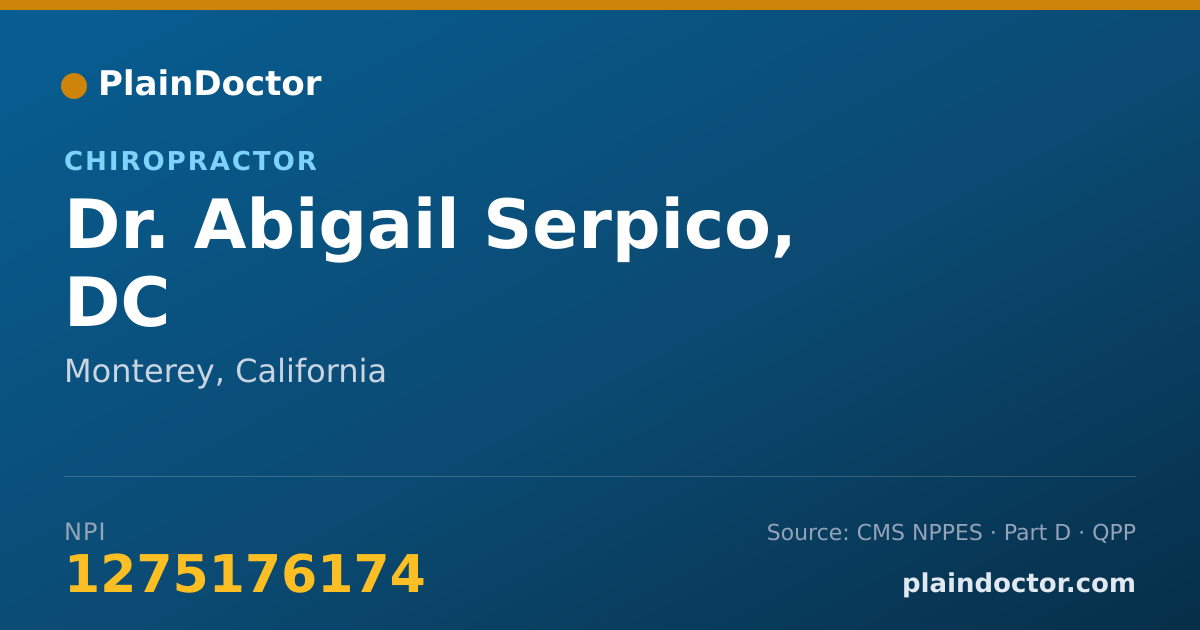 Shareable card for Abigail Serpico, DC - Chiropractor, Monterey, CA