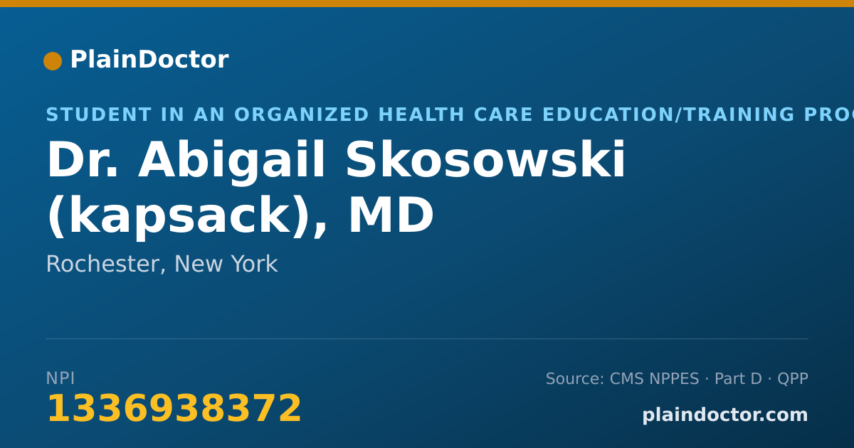 Shareable card for Abigail Skosowski (kapsack), MD - Student in an Organized Health Care Education/Training Program, Rochester, NY
