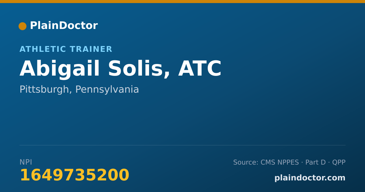 Shareable card for Abigail Solis, ATC - Athletic Trainer, Pittsburgh, PA