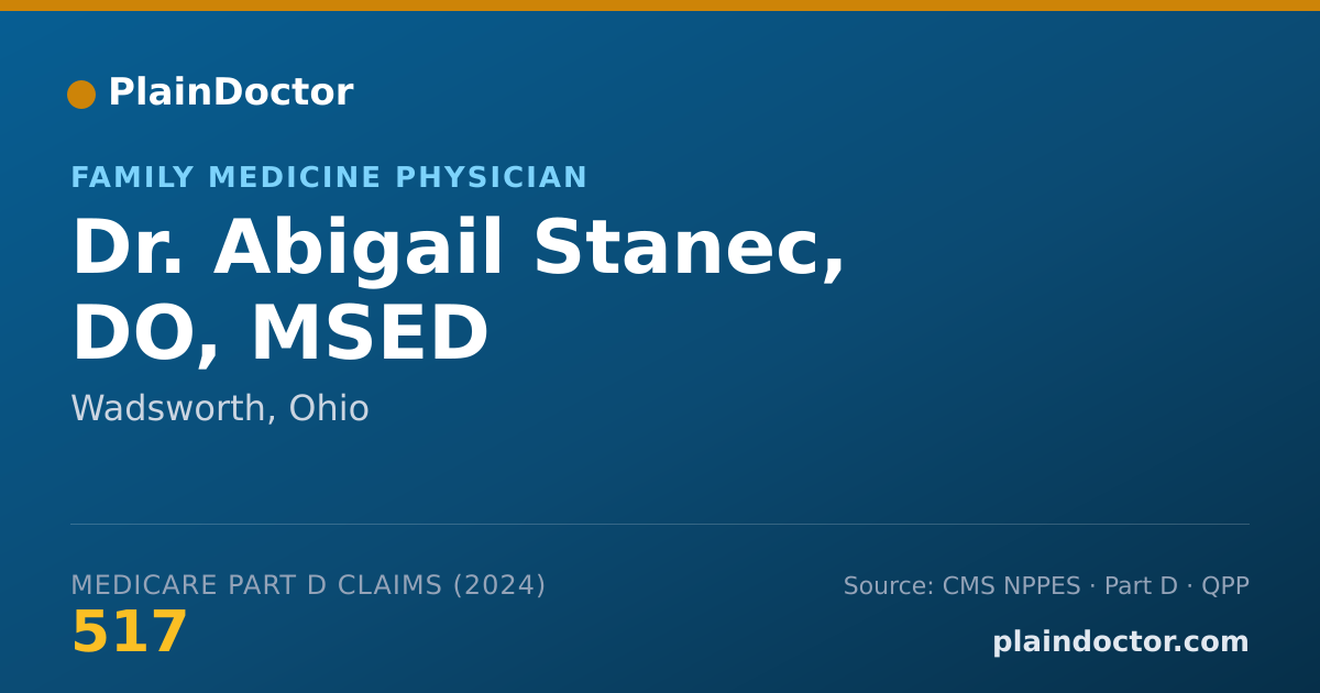 Shareable card for Abigail Stanec, DO, MSED - Family Medicine Physician, Wadsworth, OH