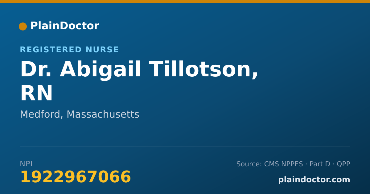 Shareable card for Abigail Tillotson, RN - Registered Nurse, Medford, MA
