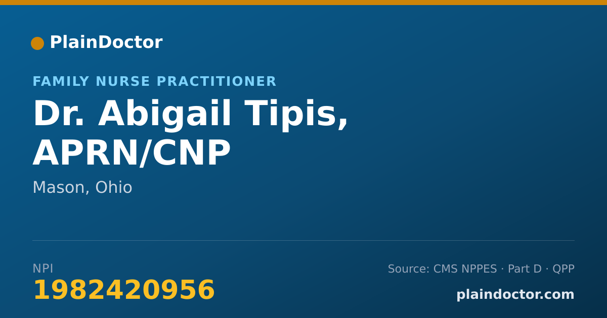 Shareable card for Abigail Tipis, APRN/CNP - Family Nurse Practitioner, Mason, OH
