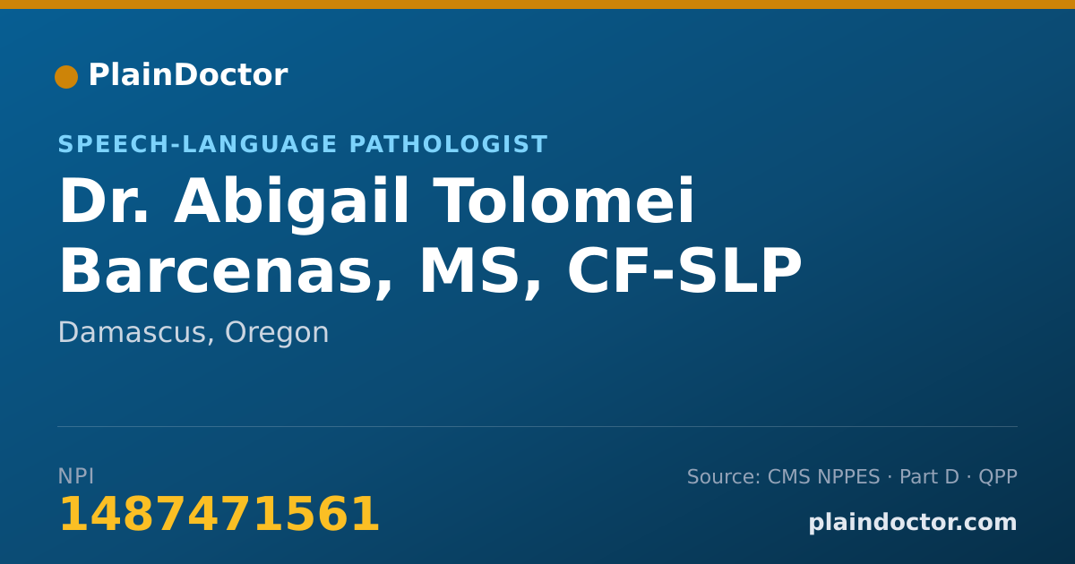 Shareable card for Abigail Tolomei Barcenas, MS, CF-SLP - Speech-Language Pathologist, Damascus, OR