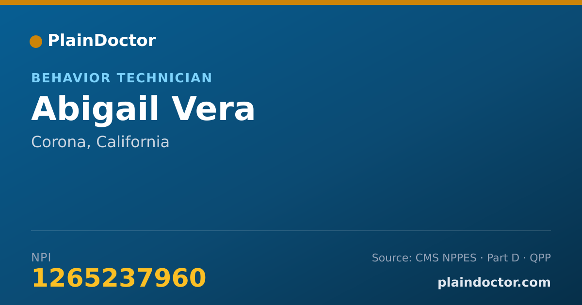 Shareable card for Abigail Vera - Behavior Technician, Corona, CA