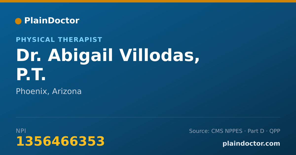Shareable card for Abigail Villodas, P.T. - Physical Therapist, Phoenix, AZ