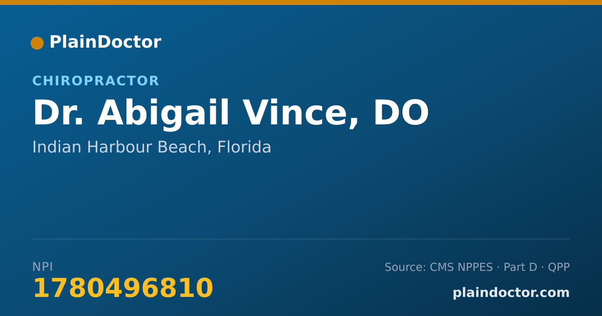 Shareable card for Abigail Vince, DO - Chiropractor, Indian Harbour Beach, FL