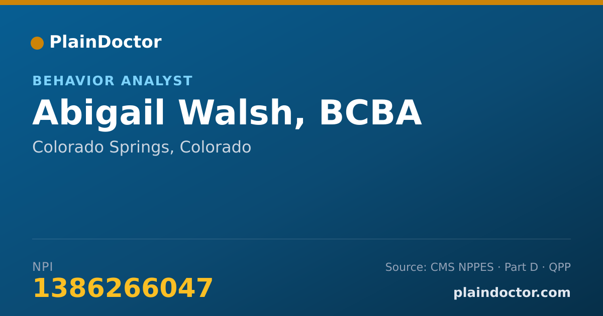 Shareable card for Abigail Walsh, BCBA - Behavior Technician, Colorado Springs, CO