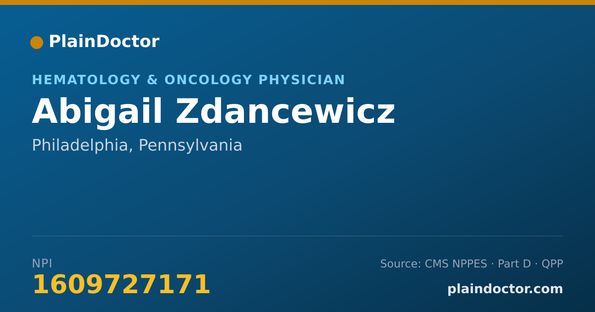 Shareable card for Abigail Zdancewicz - Hematology & Oncology Physician, Philadelphia, PA