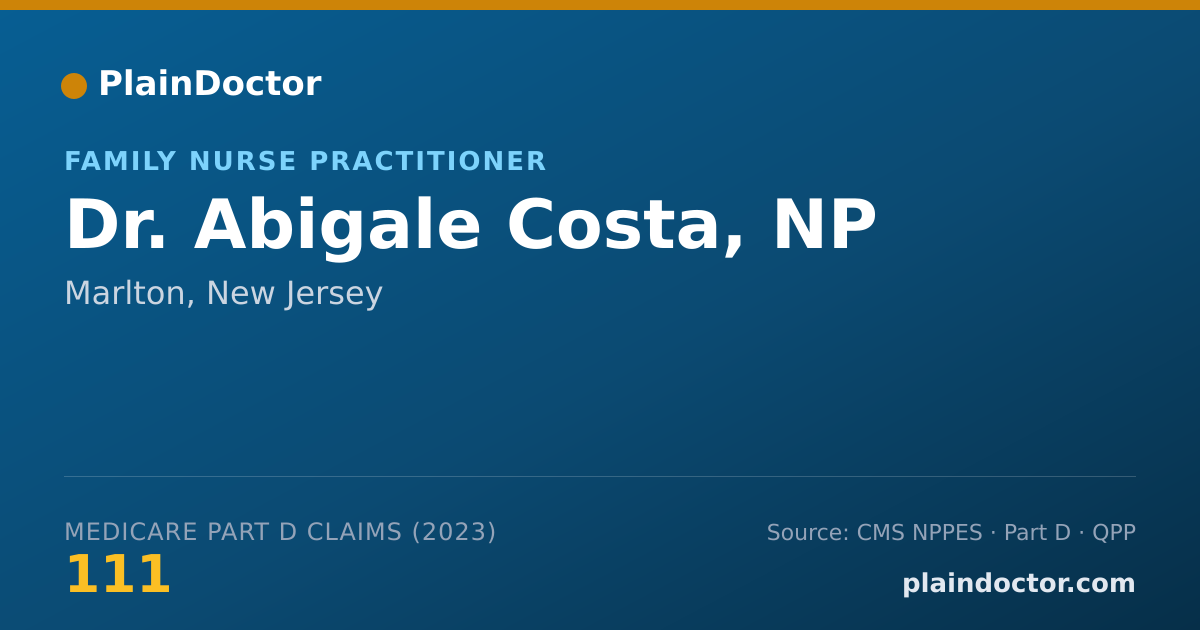 Shareable card for Abigale Costa, NP - Family Nurse Practitioner, Marlton, NJ