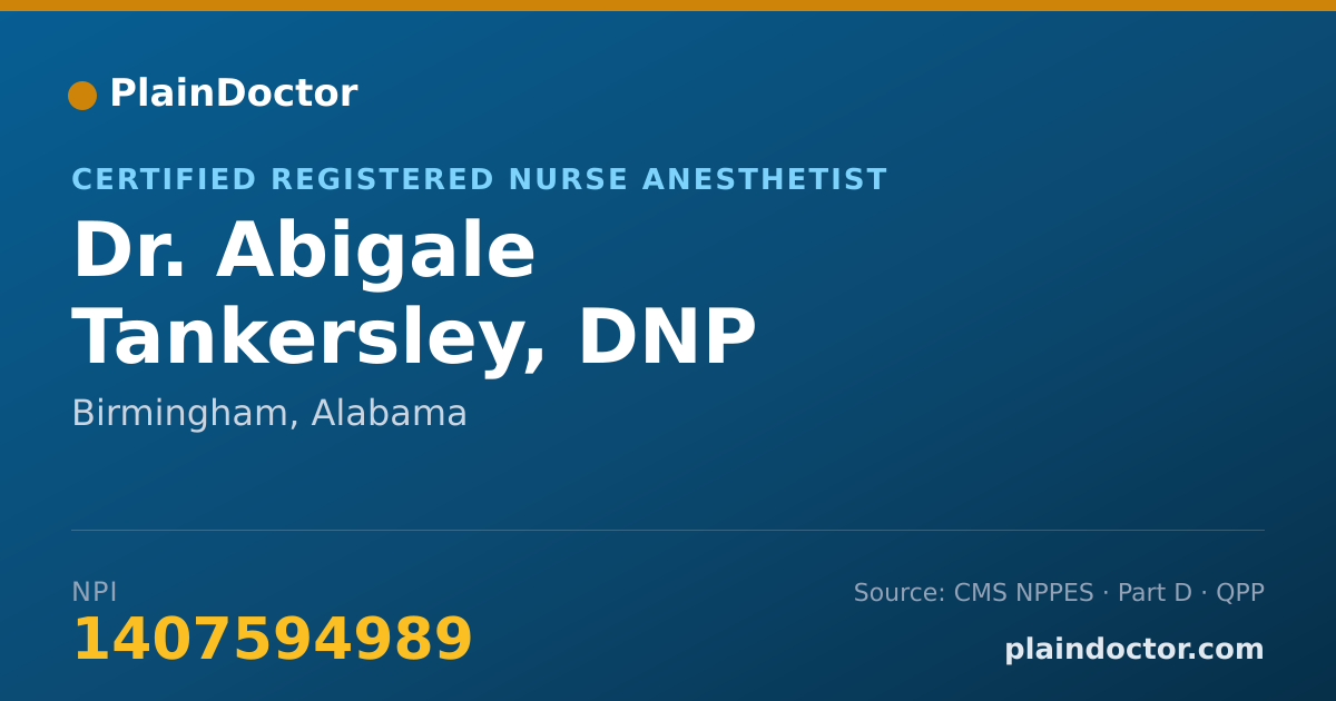 Shareable card for Abigale Tankersley, DNP - Certified Registered Nurse Anesthetist, Birmingham, AL