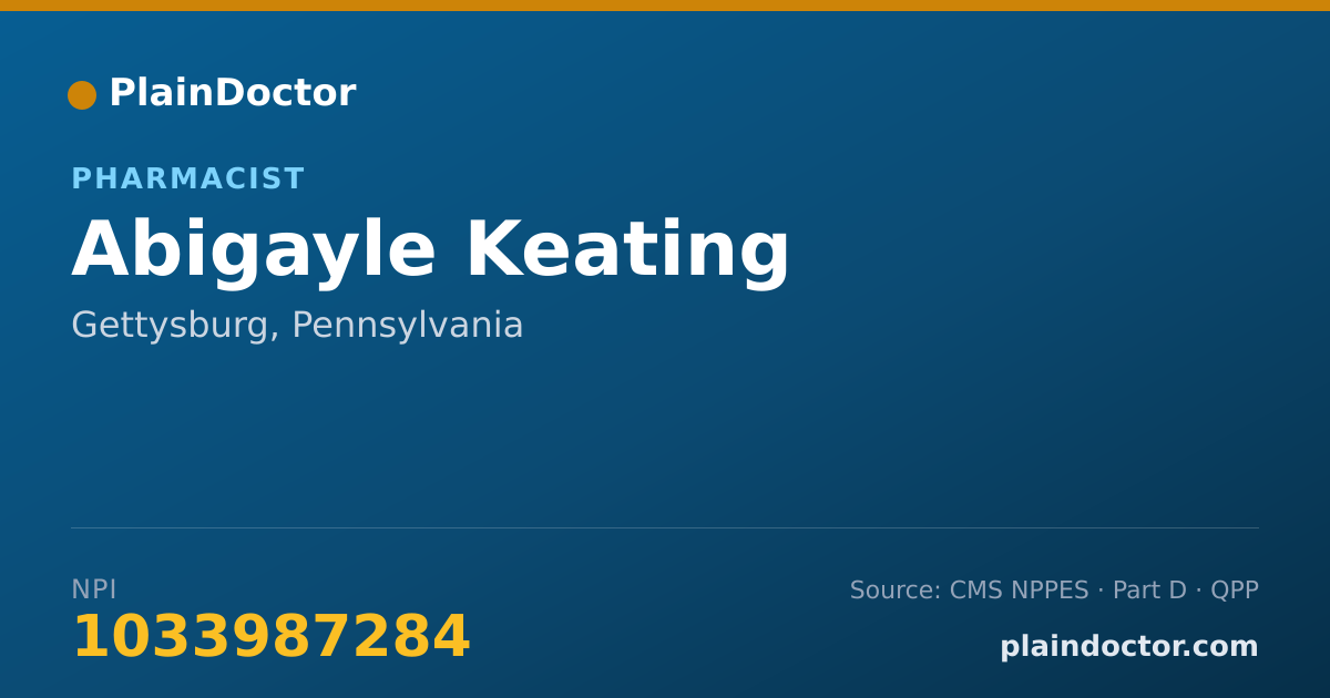 Shareable card for Abigayle Keating - Pharmacist, Gettysburg, PA