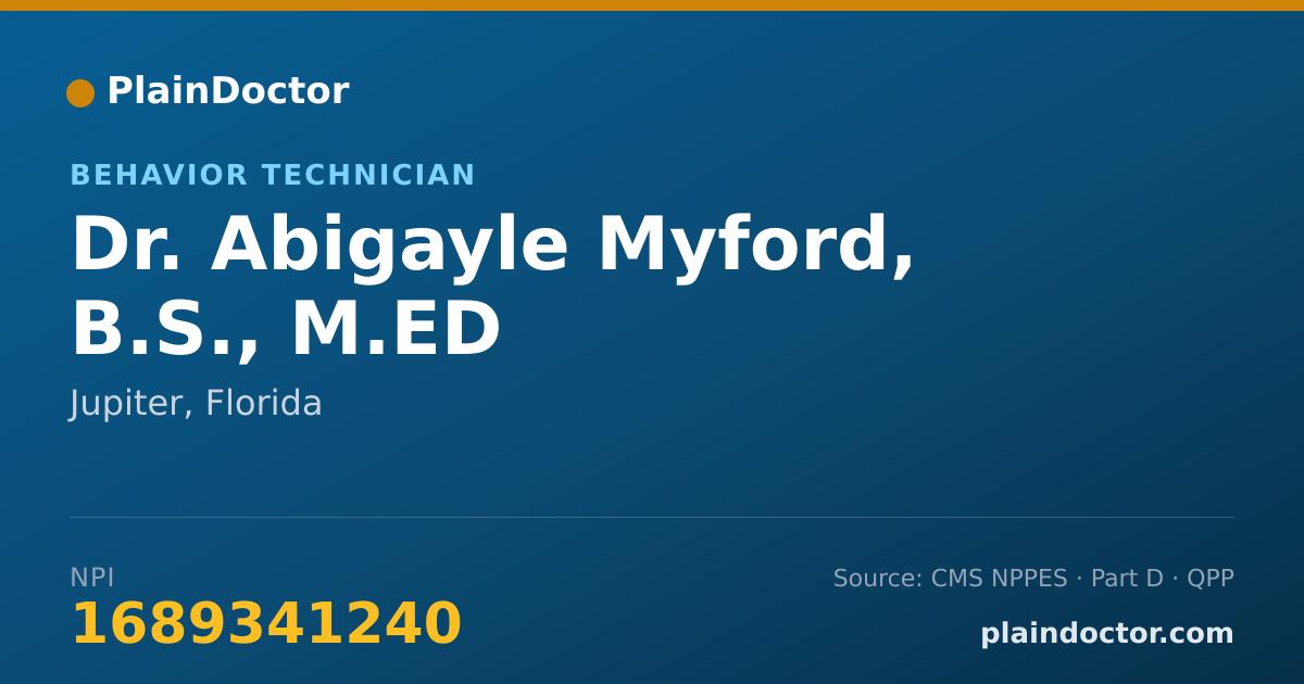 Shareable card for Abigayle Myford, B.S., M.ED - Behavior Technician, Jupiter, FL