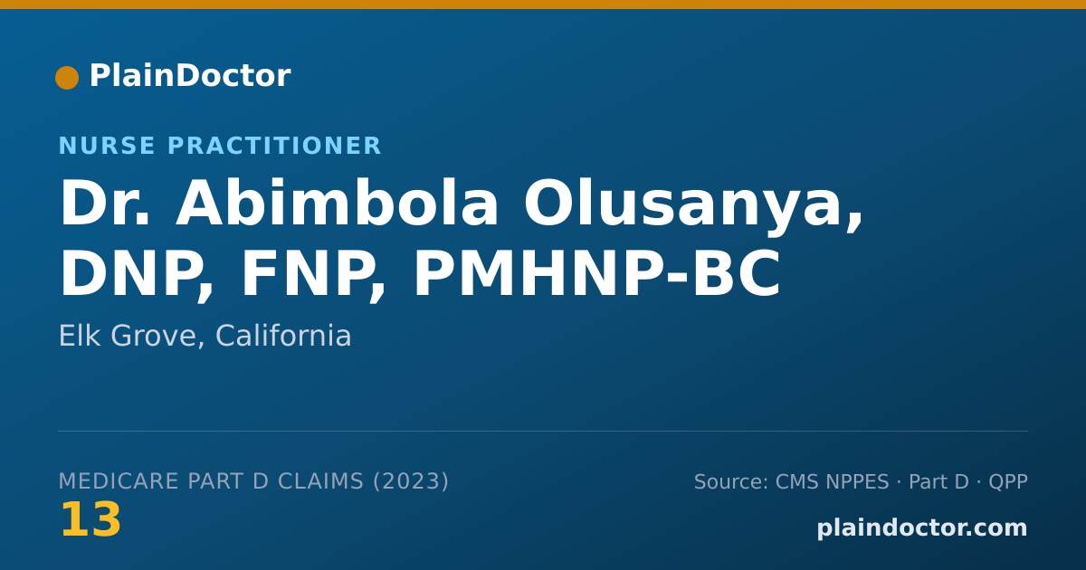 Shareable card for Abimbola Olusanya, DNP, FNP, PMHNP-BC - Nurse Practitioner, Elk Grove, CA