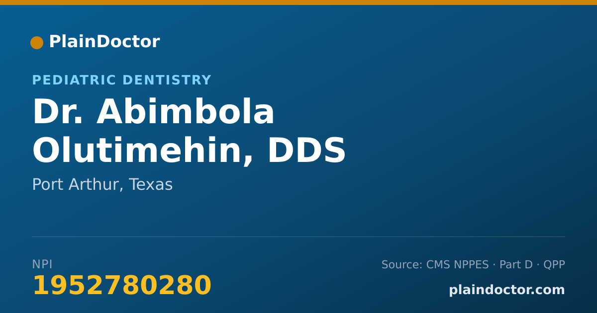 Shareable card for Abimbola Olutimehin, DDS - Pediatric Dentistry, Port Arthur, TX