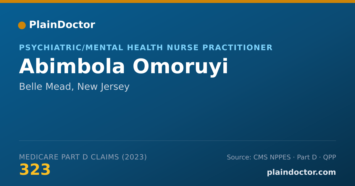 Shareable card for Abimbola Omoruyi - Psychiatric/Mental Health Nurse Practitioner, Belle Mead, NJ
