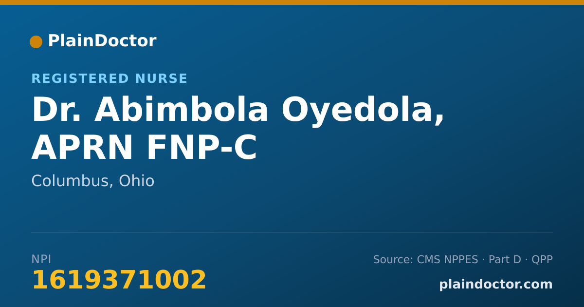 Shareable card for Abimbola Oyedola, APRN FNP-C - Registered Nurse, Columbus, OH