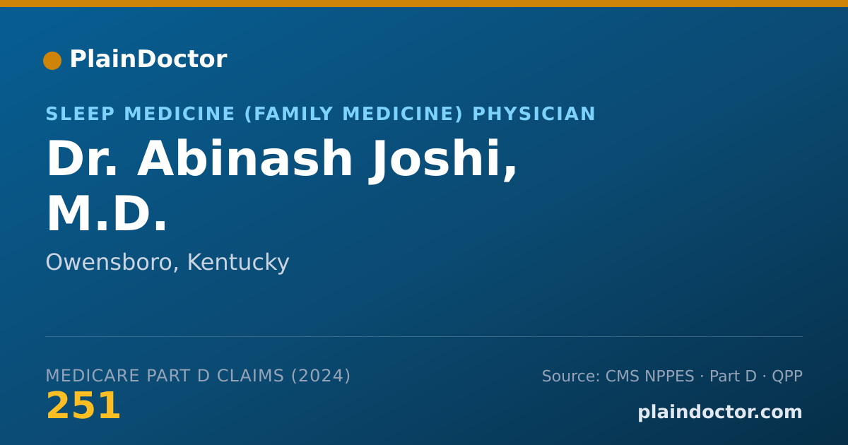 Shareable card for Abinash Joshi, M.D. - Sleep Medicine (Family Medicine) Physician, Owensboro, KY
