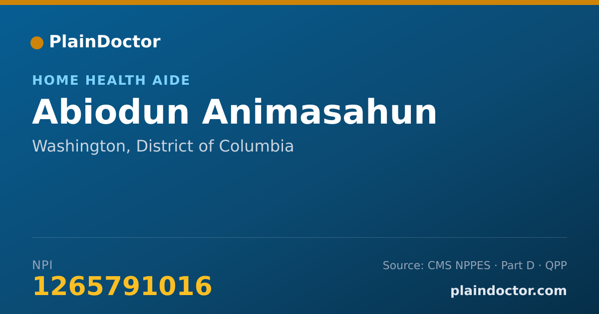 Shareable card for Abiodun Animasahun - Home Health Aide, Washington, DC