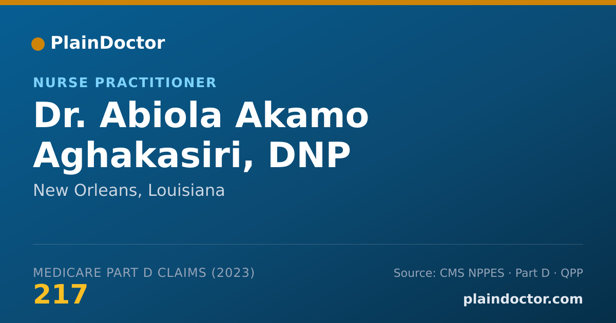 Shareable card for Abiola Akamo Aghakasiri, DNP - Nurse Practitioner, New Orleans, LA