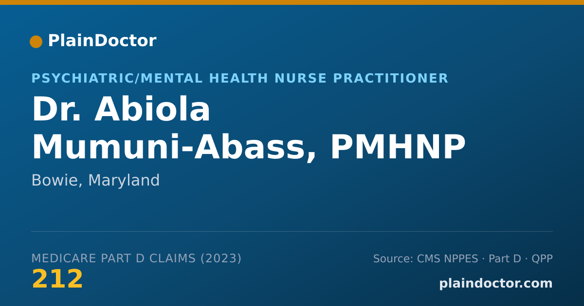 Shareable card for Abiola Mumuni-Abass, PMHNP - Psychiatric/Mental Health Nurse Practitioner, Bowie, MD