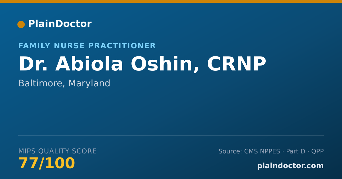 Shareable card for Abiola Oshin, CRNP - Family Nurse Practitioner, Baltimore, MD