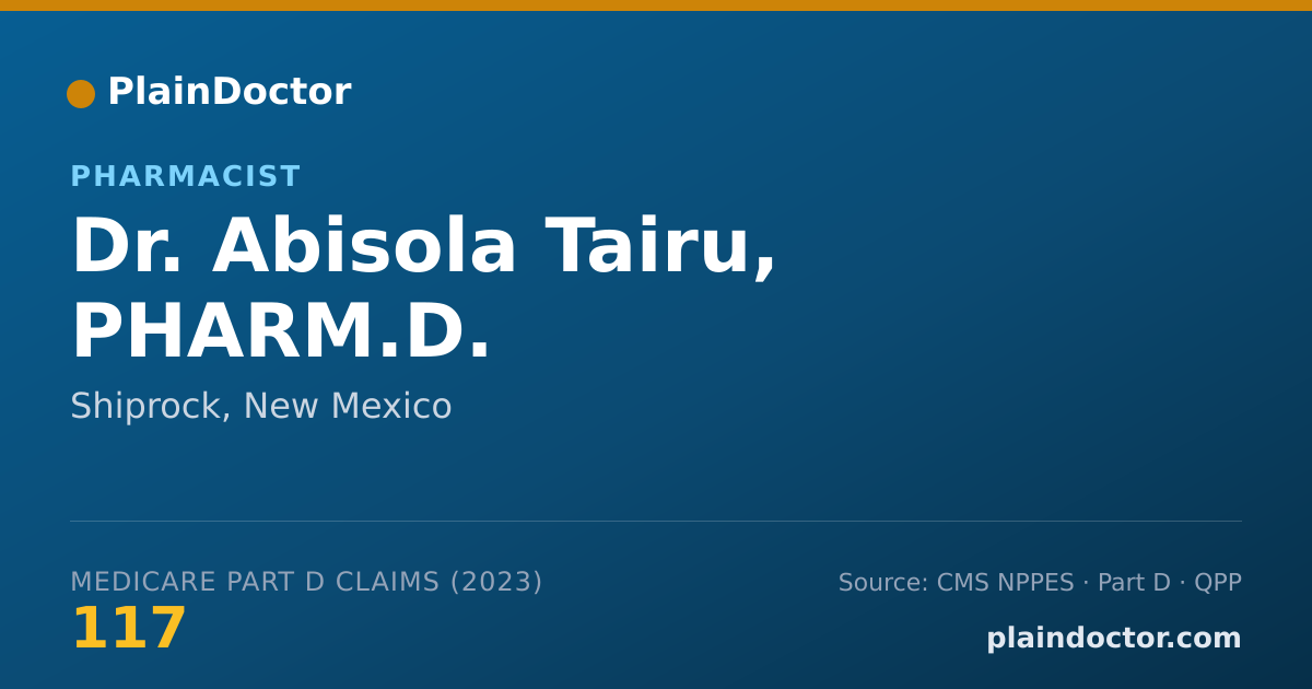 Shareable card for Abisola Tairu, PHARM.D. - Pharmacist, Shiprock, NM