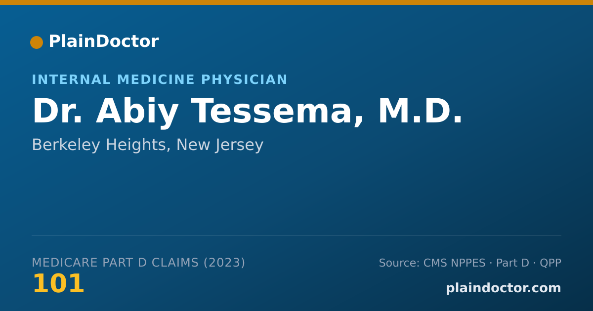 Shareable card for Abiy Tessema, M.D. - Internal Medicine Physician, Berkeley Heights, NJ