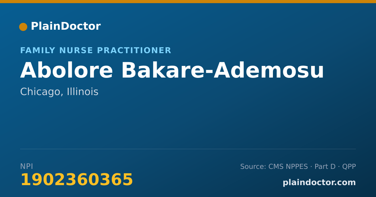 Shareable card for Abolore Bakare-Ademosu - Family Nurse Practitioner, Chicago, IL