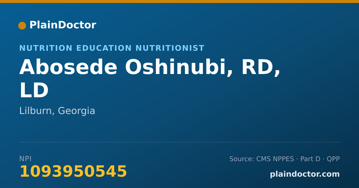 Shareable card for Abosede Oshinubi, RD, LD - Nutrition Education Nutritionist, Lilburn, GA