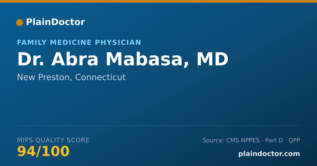 Shareable card for Abra Mabasa, MD - Family Medicine Physician, New Preston, CT