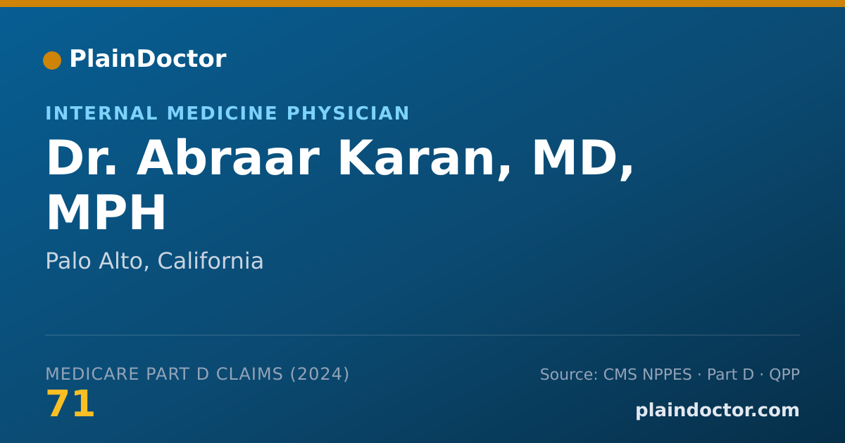 Shareable card for Abraar Karan, MD, MPH - Internal Medicine Physician, Palo Alto, CA