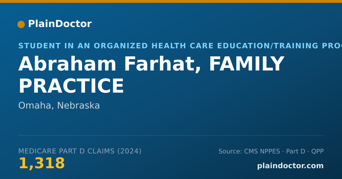 Shareable card for Abraham Farhat, FAMILY PRACTICE - Student in an Organized Health Care Education/Training Program, Omaha, NE