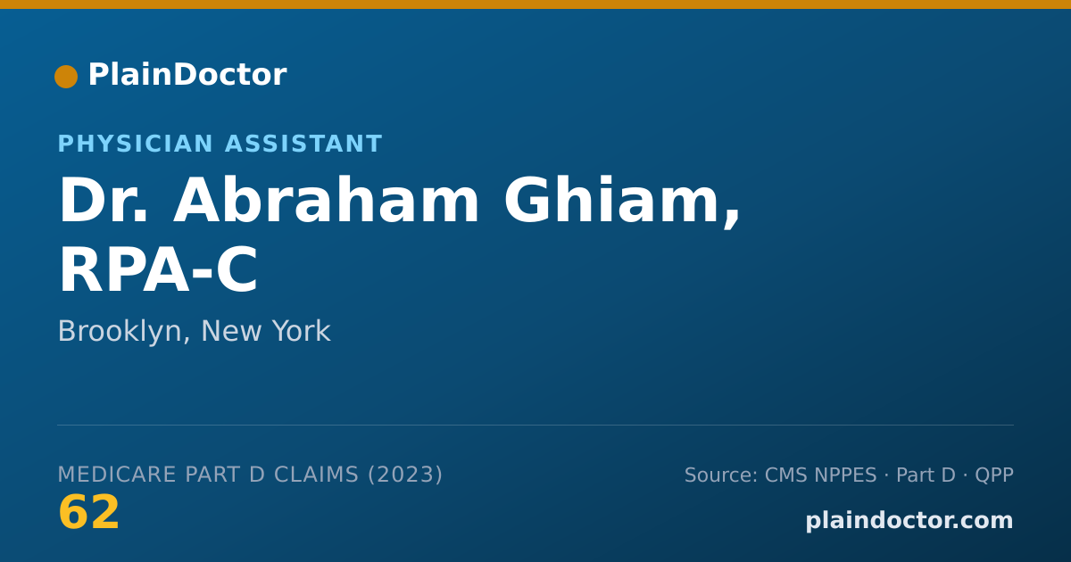 Shareable card for Abraham Ghiam, RPA-C - Physician Assistant, Brooklyn, NY