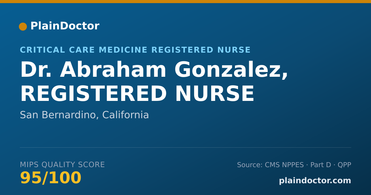 Shareable card for Abraham Gonzalez, REGISTERED NURSE - Critical Care Medicine Registered Nurse, San Bernardino, CA