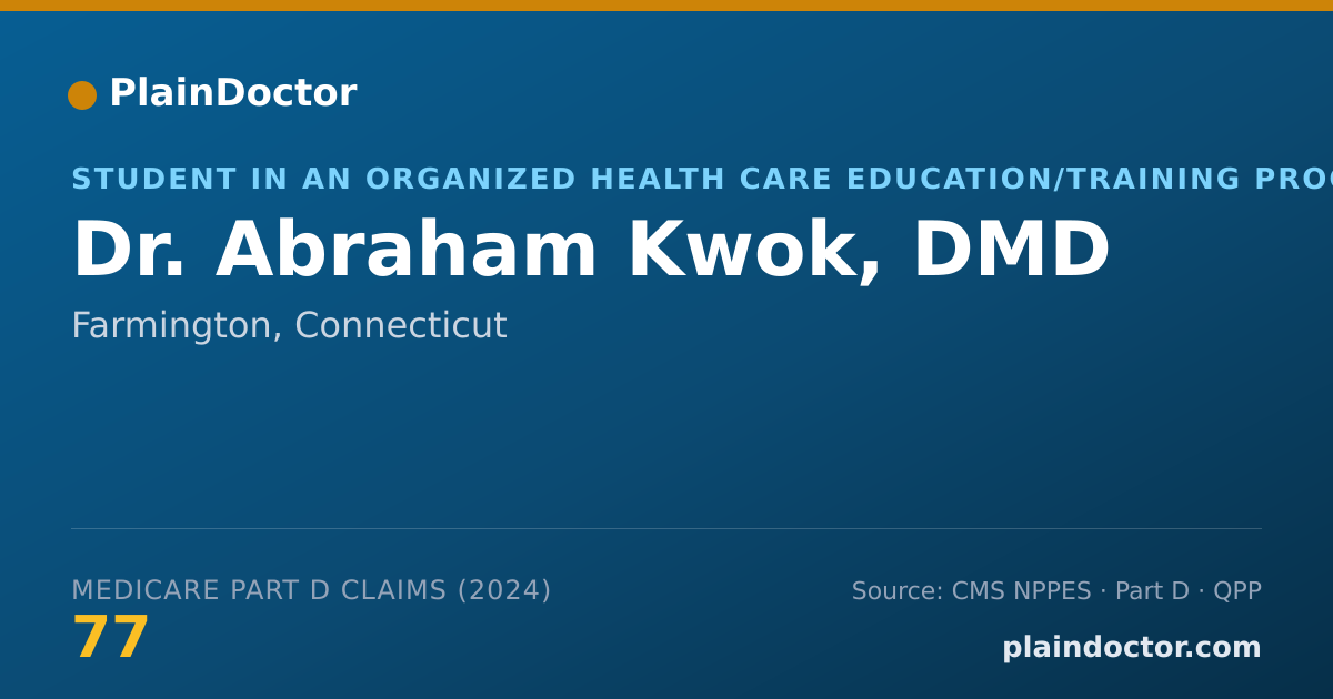 Shareable card for Abraham Kwok, DMD - Student in an Organized Health Care Education/Training Program, Farmington, CT