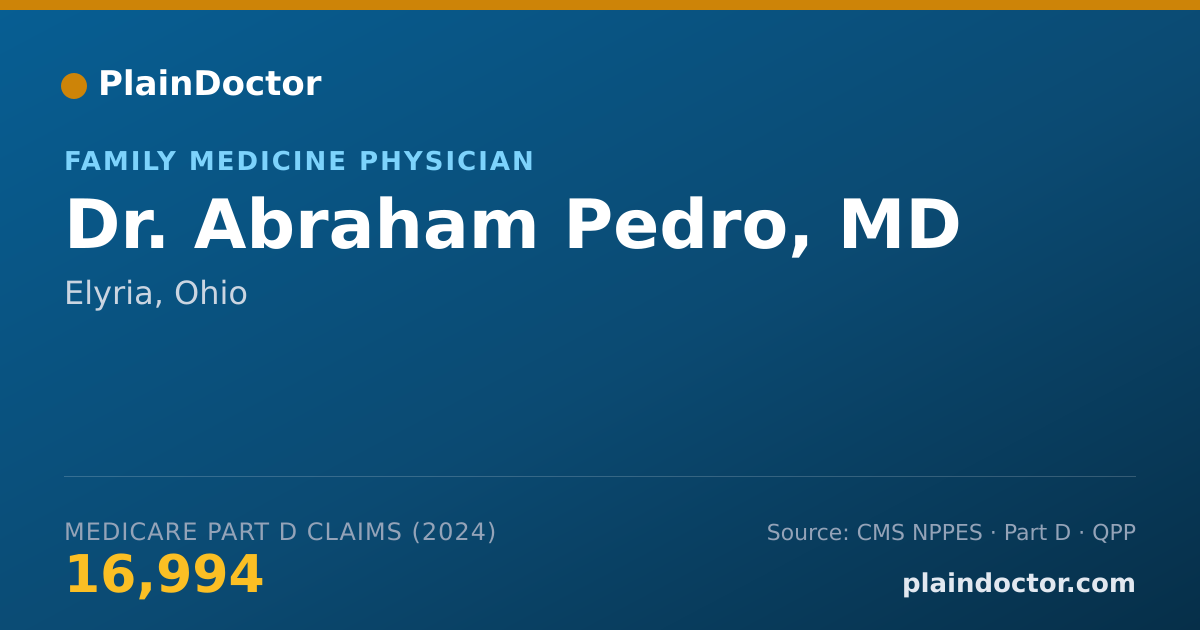 Shareable card for Abraham Pedro, MD - Family Medicine Physician, Elyria, OH
